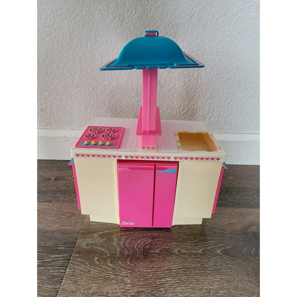 Vintage 1984 Barbie‎ Kitchen Play Mattel 9119-2159 Pink Heart Kitchen Center #5